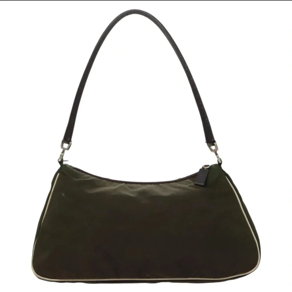 Prada Tessuto Fiori Flower Vintage Khaki Green Nylon/Leather Shoulder Bag - Picture 2 of 16